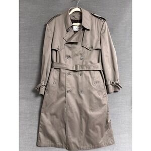 Vintage London Towne Trench Coat 44R Large Tan Heavy Zip Out Lining Classic Rain